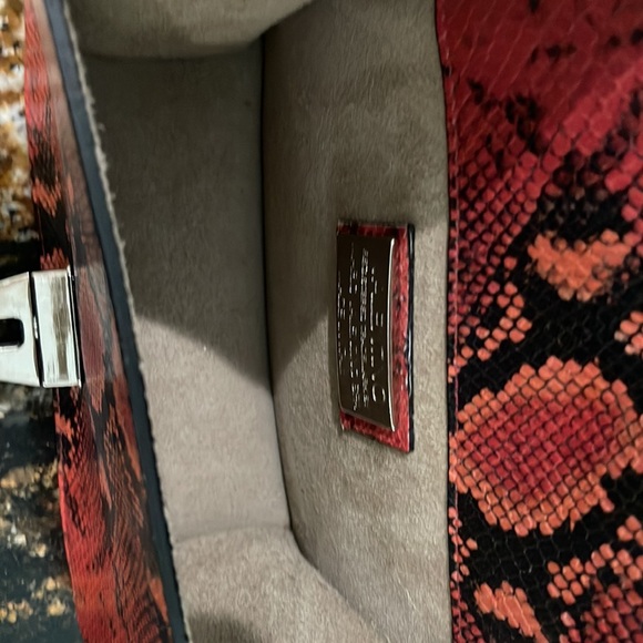 Mario Valentino coral red snake print bag - Picture 7 of 8